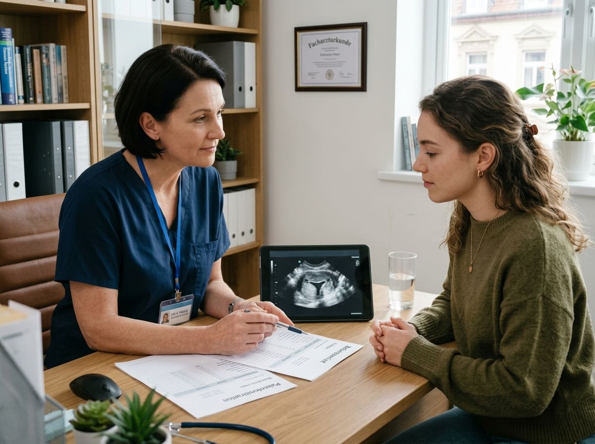Ärztin bespricht Laborwerte und Ultraschall bei PCOS.